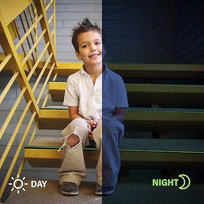 Anti Slip Glow in The Dark Traction Tape 2Inch x 16ft – Heavy Duty Adhesive Grip Non Skid Tape for Stairs Waterproof Safety - Outdoor/Indoor - Neon Strips Walk Black - 2 Pack