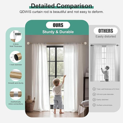 Boho Wood Curtain Rods for Windows 48 to 84 inch,1" Adjustable Heavy Duty Window Curtain Rod with Imitation Wood Grain Finials,Rustic Decorative Drapery Rods Set,Size:36-88'',Weathered Wood