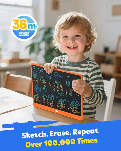 TEKFUN LCD Writing Tablet for Adults, Large Doodle Board, 16 Inch Colorful Drawing Tablet Writing Pad, Toddler Toys for 3 4 5 6 7 8 9 Year Old Girls Boys Teen, Birthday Gifts for Kids (Orange)