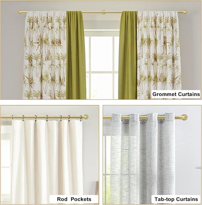 Gold Curtain Rods 18 to 120 in,Wraparound Curtain Rods,Adjustable Length,1 in Diameter Pipe,Wall or Ceiling Mounted,for Bedroom and Living Room (Gold 18” to 120”)