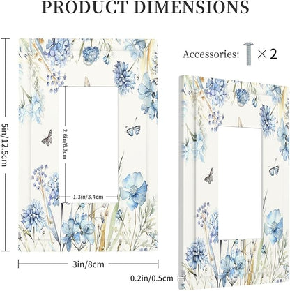 Decorative Outlet Covers Blue Floral Hydrangea Plants 1 Gang Single Rocker Light Switch Cover Plate Wall Plates GFCI Faceplate for Bedroom Home Decor