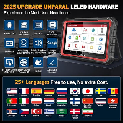 Launch X431 PRO Elite 2025 Bidirectional Scan Tool, 38+ Resets Full System Scanner, All-in-One Diagnostic Tool with Active Tests,ECU Code,CANFD DOIP FCA Autoauth V.A.G Guided，2 Years Free Update