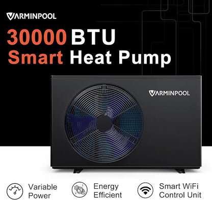 Electric Pool Heater, 30,000 BTU Pool Heat Pump for Above Ground Pools Up to 8000 Gallons, WiFi Control, Titanium Heat Exchanger, 120V, Smart Inverter