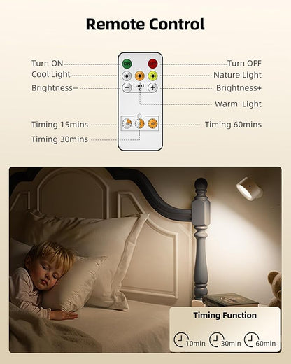 LED Wall Mounted Lights, Rechargeable Wall Sconces Lamp, 3 Color Temps & Remote and Touch, 360°Rotation Dimmable Cordless Wall Light for Study Bedroom Reading Bedside(White, 1 Pack)