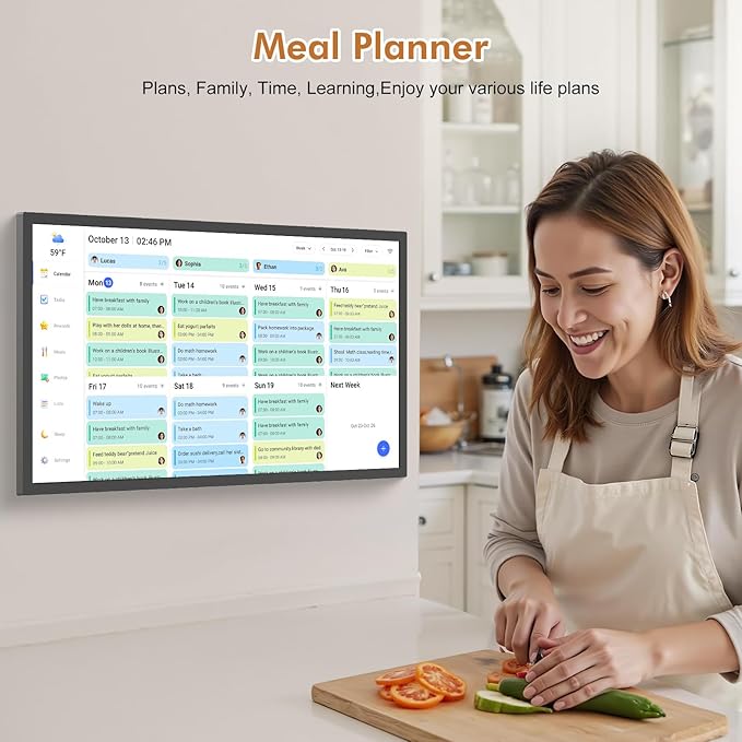 32" Smart Digital Calendar for-Family-Business-Planner - Electronic Calendar for Business Chore Chart, Touchscreen Display for Family Schedules, Auto-Sync Google iCloud Outlook Calendars for Kid Adult