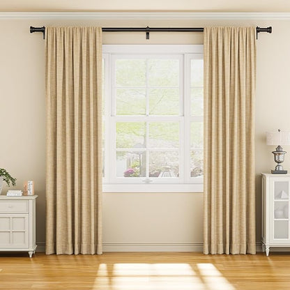 Curtain Rod 2 Pack 32-118 Inch, Heavy Duty 1 Inch Curtain Rod, Black Long Adjustable Window Treatment Rods,Modern Design, Easy Installation