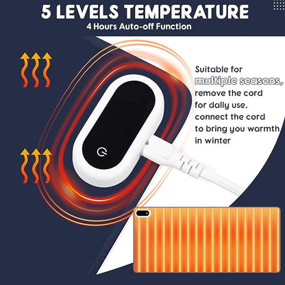 Konohan Heated Large Desk Mat PU Leather Warm Mouse Pad with 5 Heating Level & 4 Hour Auto Shut-Off Heating Keyboard Pad Warmer Gaming Mice Mat Only Supports 110v(Dark Blue Color,31.5" X 13")