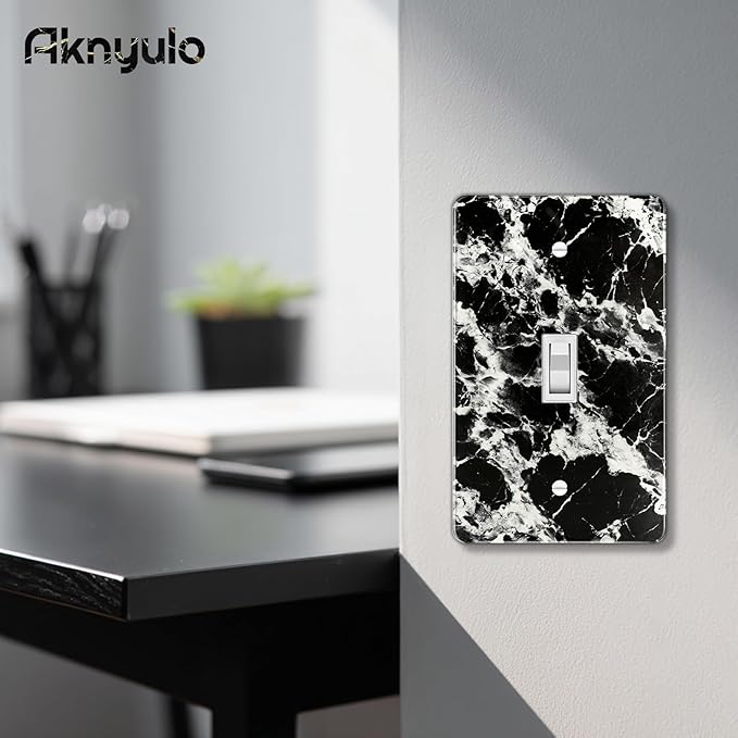 Black White Marble Pattern Acrylic Light Switch Plate Light Switch Cover Switch Plate Decorative Acrylic Wall Plate Single Toggle