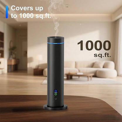 Waterless Diffuser, 1000 Sq.Ft Coverage, Essential Oil Diffuser with Tilt-Safe, Remote Control, Adjustable Mist Mode, Mood Lights Aromatherapy Diffuser for Home, Large Room, Office, Hotel, Black