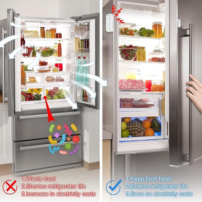DAYTECH Fridge Door Alarm with Delay 1/2/3/4 mins Adjustable Close Windows Reminder 0-120 dB Refrigerator Alert Wireless Door Ajar Chime for Freezer Fridge Home 1 Set White