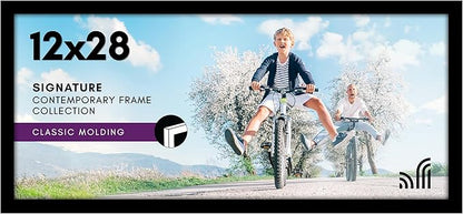 Americanflat 12x28 Picture Frame with Polished Plexiglass - Signature Collection - Gallery-Style Frames Made of Engineered Wood - Photo Frame for Wall Display - Black