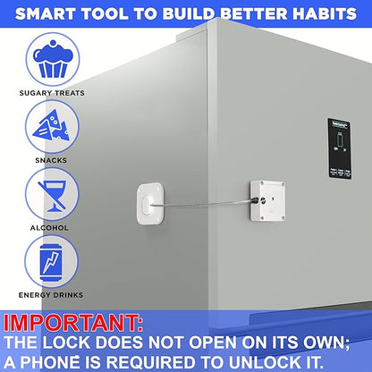 Bluetooth Lock for Fridge & Cabinets - Timed Lock Box to Reduce Access to Snacks, Food & Liquor - Smart App with Simple, Timer & Schedule Modes - Supports Focus & Healthy Habits