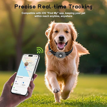 GPS Dog Collar Tracker 2-in-1,Reflective Waterproof Pet Collar,iOS-Only,No Monthly Fees,Unlimited Range,Ideal for Dog Tracking pet Tracker,for Small Dogs(S (12.6"-16.5" Width:0.78"), Black)