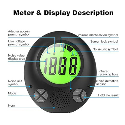 Digital Decibel Meter with DIY Voice Warning Function, Wall Hanging Sound Level Meter 35dB to 135dB with Alarm Quiet Please, Sound Level Meter for Schools Hospitals Temples Libraries Theaters