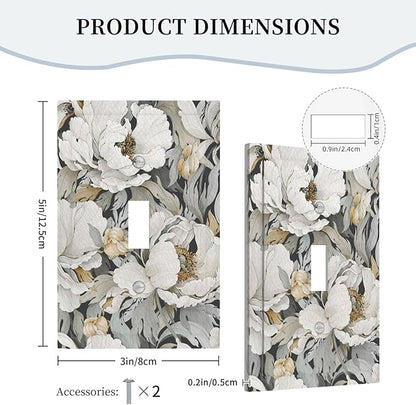 Decorative Light Switch Cover Rusitc White Flowers Country Floral Farmhouse Single Toggle Switchplate 1 Gang Wall Plate Switchcover Decora Light Switch Plate for Home Decor