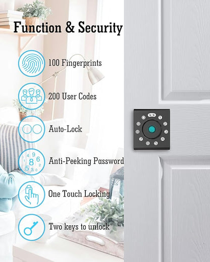 LELOUPFIDELE Smart Lock – Keyless Entry Door Lock with Keypad Deadbolt, Fingerprint & Anti-Peek Code, Compact Design, Auto-Lock, Easy Install for Home//Office (Matte Black)