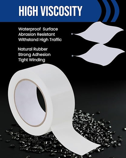 Lichamp 12 Rolls Vinyl Tape, Premium Safety Marking and Traffic Floor Marking Tape, Social Distancing, 2 Inch x 36 Yards per Roll, 432 Total Yards, White