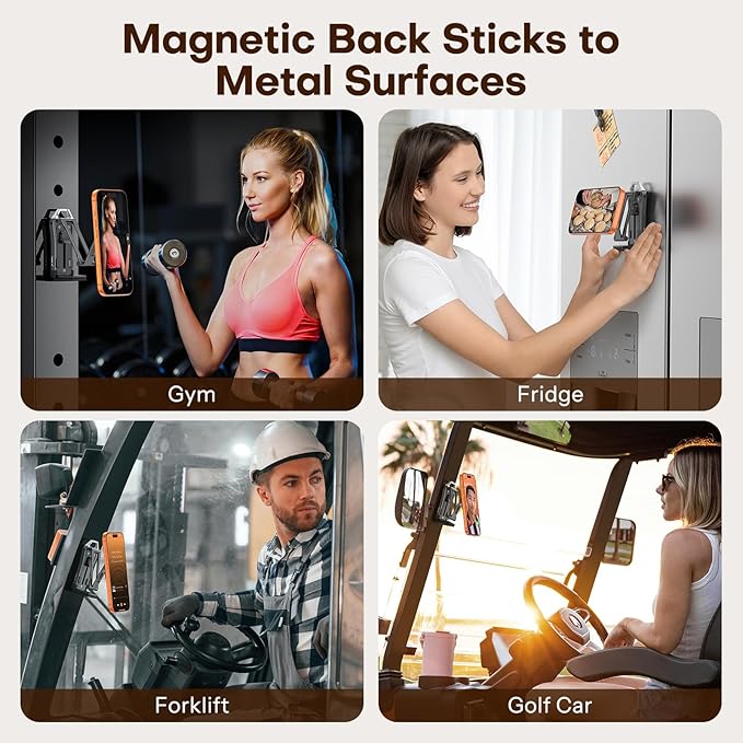 [2 Pack] OMOTON 360°Rotating for MagSafe Tripod, Adjustable Aluminum Magnetic Phone Tripod for iPhone 17/16/15/14 Pro Max Air, Foldable Cell Selfie Stick Fits Vlog, Gym, Travel Essentials