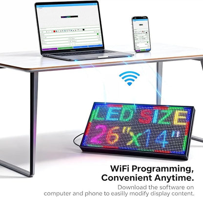 Programmable Led Sign Outdoor Digital Signs For Business Scrolling Electronic Message Board Wifi Control Display Screen Panel Custom Full Color Advertising P10(26" * 14")