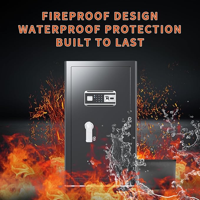 8.1 Cuft Large Home safe,Digital Security Fireproof Safe with Fireproof Waterproof Bag,Personal Document Safe with Programmable Keypad,Built-In Drawers and Removable Dividers for Money Documents