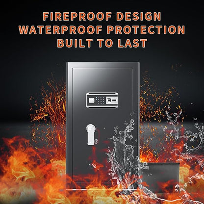 8.1 Cuft Large Home safe,Digital Security Fireproof Safe with Fireproof Waterproof Bag,Personal Document Safe with Programmable Keypad,Built-In Drawers and Removable Dividers for Money Documents