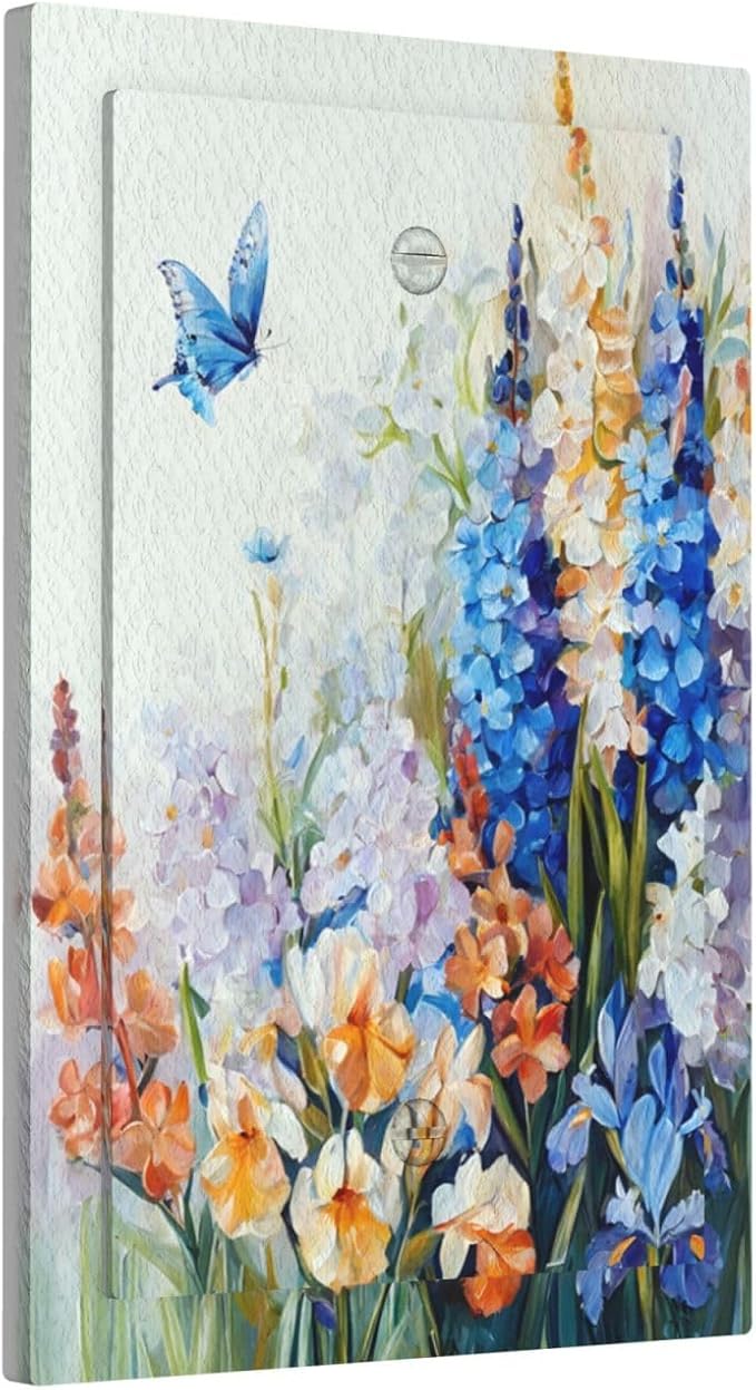 Decorative Light Switch Plate Covers Rustic Colorful Floral Garden Flowers 1 Gang No Device Single Blank Outlet Covers Wall Plate Light Switch Cover Plate for Country Bedroom Home Decor