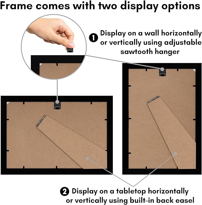Americanflat 8x12 Picture Frame with Shatter-Resistant Glass - Signature Collection - Gallery-Style Frames Made of Engineered Wood - Photo Frame for Tabletop and Wall Display - Black