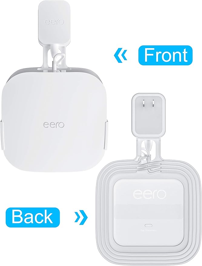 COOLWUFAN Wall Mount Holder for eero Pro 6/6E Home WiFi System - Simple and Sturdy Stand Bracket for Tri-Band Mesh Wi-Fi 6 System (White, 3 Pack)