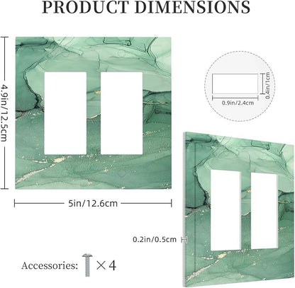 Decorative Outlet Covers Simple Green Marble 2 Gang Double GFCI Rocker Electrical Wall Panels Light Switch Cover Plate for living Room Office Decor