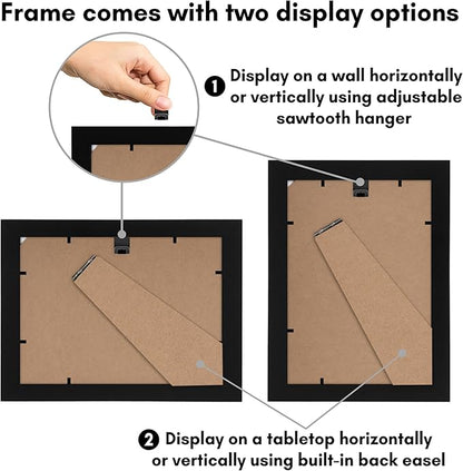 Americanflat 5x7 Picture Frame with Shatter-Resistant Glass - Signature Collection - Gallery-Style Frames Made of Engineered Wood - Photo Frame for Tabletop and Wall Display - Black