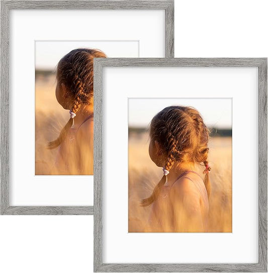 Golden State Art, 16X20 Picture Frame with Mat for 11X14 - High Definition Glass Wall Mounting Horizontal Vertical Display (Gray, 2 Pack)