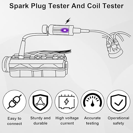 Spark Plug Tester, Adjustable Ignition Coil Tester System, Coil Pack Tester, Spark Testers Tool, Spark Checker, Autos Diagnostic Test Tool for Automotive, Small Engines, Lawnmowers