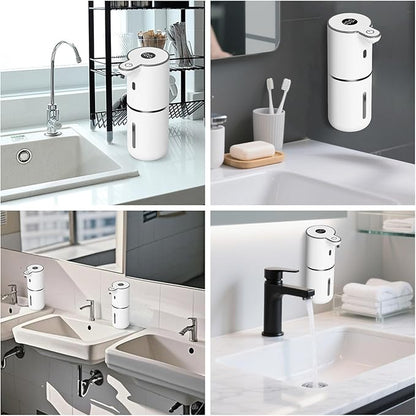 2 Pack Automatic Foaming Soap Dispenser Touchless, USB Rechargeable Smart Hand Soap Dispenser, 6-Level Adjustable, 12.8oz/380mL Wall Mount for Bathroom Kitchen Dish Soap-White