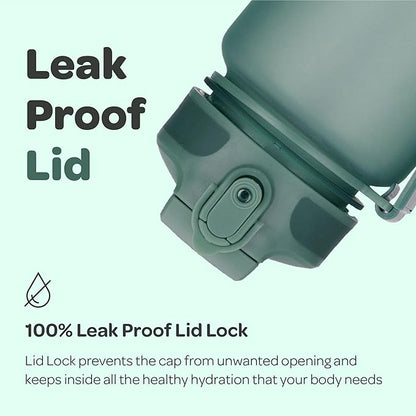 Hydracy Water Bottle with Time Marker -Large BPA Free Water Bottle & No Sweat Sleeve -Leak Proof Gym Bottle with Fruit Infuser Strainer & Times to Drink -Ideal for Fitness Sports & Outdoors