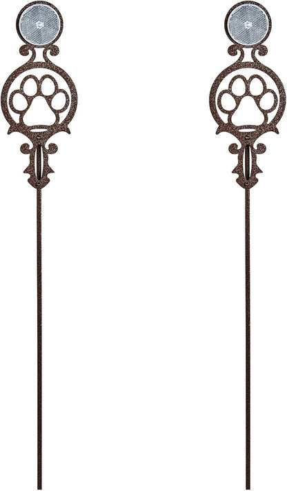 Touch of Class Pathways Reflective Driveway Marker Stake Set of Two for Outdoor Use | Paw Print Design | Personalized Tall Reflector Set of 2 | Weathered Bronze Durable Finish