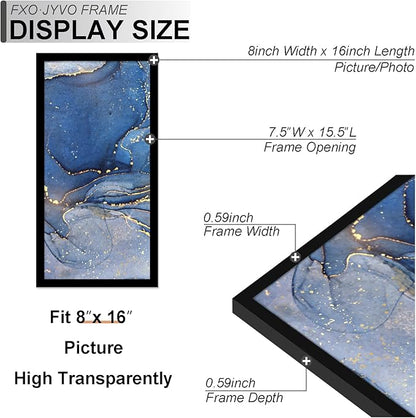 8x16 Picture Frame, Black Frame for 8 x 16 Inch Picture Poster Photo, Light Weight and High Transparent 8 by 16 Frame for Wall - 1 Pack/Black/8"x16"