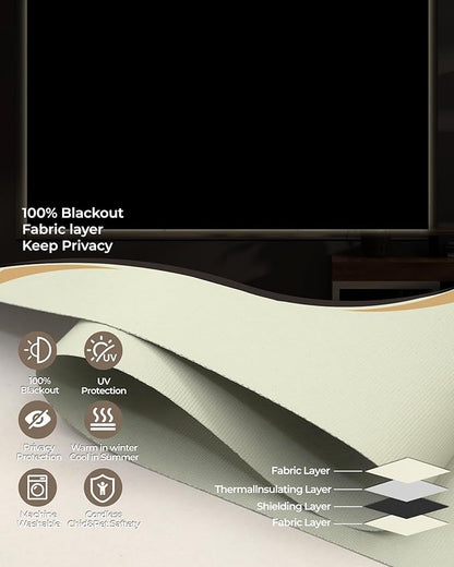 AIVIDIG Motorized Roller Shade with Remote Control, 100% Blackout Electric 21-98” Width Blinds for Windows with Alexa Google Home, Rechargeable Smart Automatic Customized Size（Waterproof-Beige）