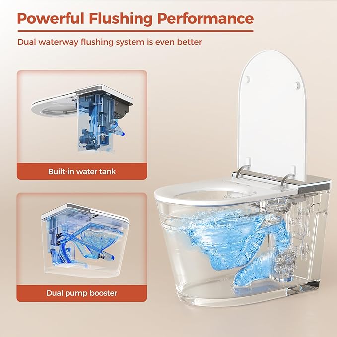 Smart Toilet with Bidet Built in,One Piece Japanese Toilet for Bathroom with Remote Control,Modern Elongated Toilet with heated toilet seat,bidet warm water,Auto Open/Close Lid