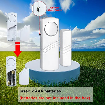 Security Door Window Alarm, 90DB Wireless Sensor Door Window Burglar Alarm, Door Alarms for Kids Safety, Easy Installation Doorbell Alarms for Office House Window Pool (2 Pack)