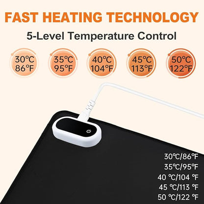 Heated Desk Pad, Heated Mouse Pad - 31.5 x 13 inch, Heated Desk Mat, Desk Warmer with 5 Heat Levels & Auto Shut-Off - Ideal for Office and Home(Coffee Brown)