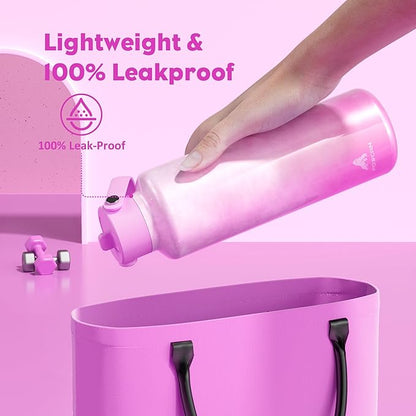 24 oz Double Walled Water Bottle for Women: Leakproof, Cup Holder Friendly, Standard Mouth, Top Handle, Insulated Stainless Steel Flask for Student, Teacher, Nurse, Commuter, Bag, Home (Cloudy Rose)