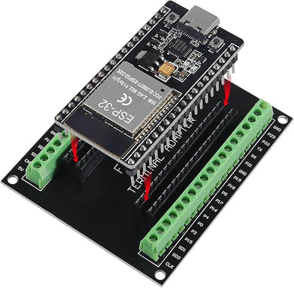 3 Set ESP32 Development Board Type C 38Pin Narrow Version WiFi + Bluetooth Microcontroller ESP-32 ESP-32S Board ESP-WROOM-32 with ESP32 Breakout Board GPIO 1 into 2 Terminal Screw Board