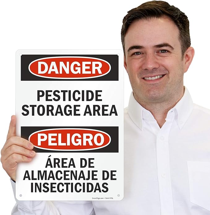 SmartSign "Danger - Pesticide Storage Area" Bilingual Sign | 10" x 14" Plastic