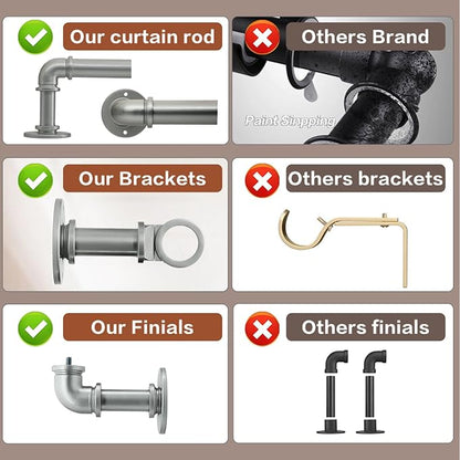 Silver Curtain Rods 18 to 45 in,Wraparound Curtain Rods,Adjustable Length,1 in Diameter Pipe,Wall or Ceiling Mounted,for Bedroom and Living Room (Silver 18” to 45”)