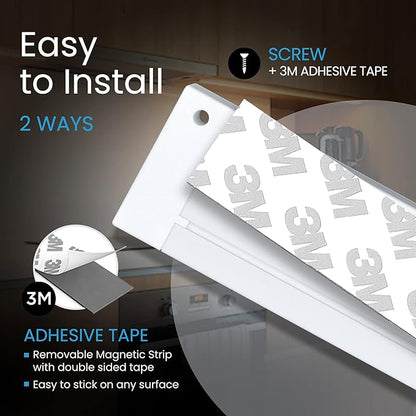 EShine 3 Pack 7 inch White Smart Dimmable LED Under Cabinet Lighting Kit Compatible with Alexa, Google - Warm White (3000K)