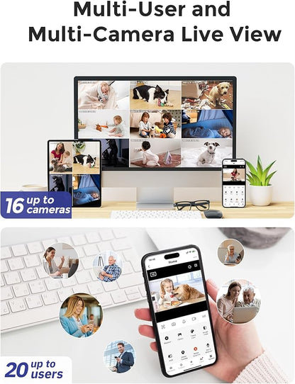 Hugolog 3K 5MP Indoor Pan/Tilt Security Camera with Auto-Focus(2pcs),Ideal for Baby Monitor/Pet Camera/Home Security,Starlight Color Night Vision,Human/Pet AI,Noise Reduction,US Cloud,Works with Alexa