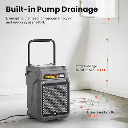 Abestorm 170 Pints Commercial Dehumidifiers with Pump & Drain Hose, Portable Industrial Dehumidifier for Water Damage Restoration, Basements, Warehouses - Covers Up to 2,100 Sq.Ft - 5-Year Warranty