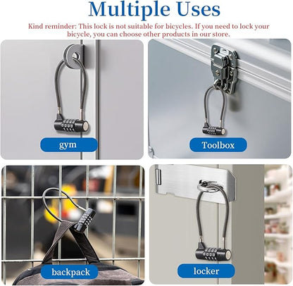 Combination Lock Cable Lock 4 Digits Cabinet Lock with3.5 Durable Cable Ideal for lockers, Gym, gate, Fence, Toolbox, case, hasp Storage and Outdoor (3.5")