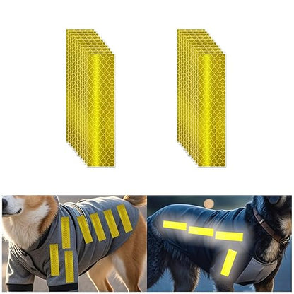 Non Fading Yellow Reflective Stickers 1 inch X 4 inch, Outdoor Waterproof High Visibility Warning Safety Adhesive Reflector Tape (20 Pcs)