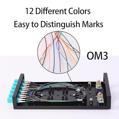 VFLTOOL 6Port Multimode Fiber Enclosure with Spool - LC/LC OM3 Kit (Includes 1 Meter 12 Strand Pigtail and 6 Port Duplex LGX Panel)
